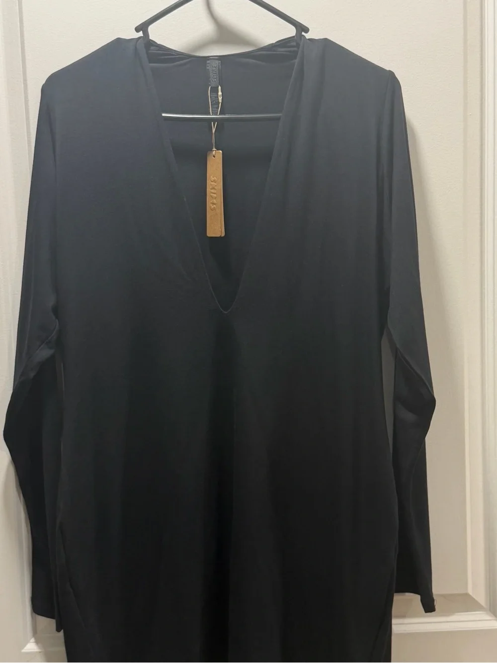SKIMS Smooth Layers Plunge Mini Dress - Obsidian NWT (Black) - Picture 3 of 3